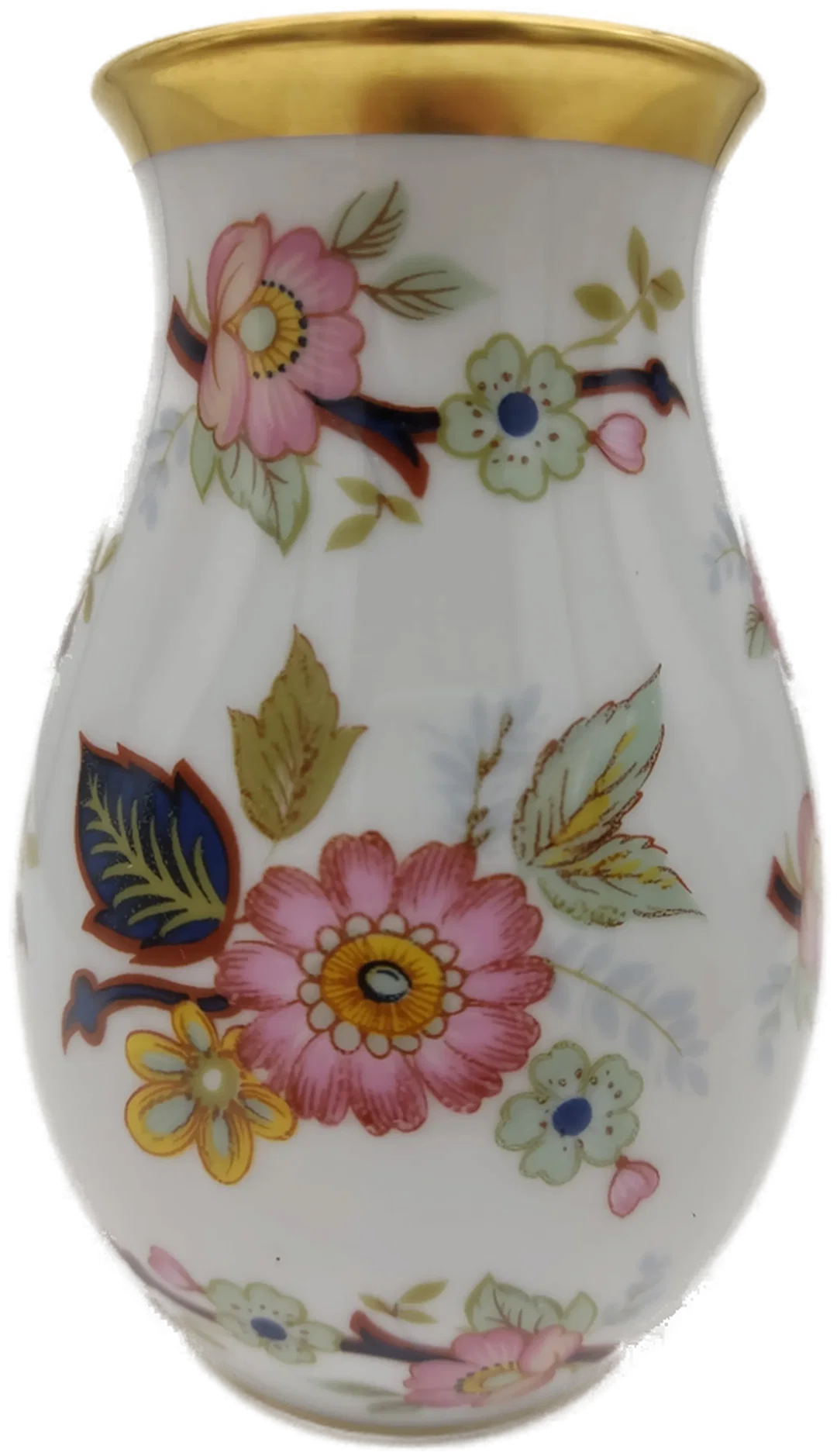Vase von Royal Porzellan Bavaria mit Blumendekor und Goldrand  - Bild 1