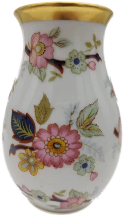 Vase von Royal Porzellan Bavaria mit Blumendekor und Goldrand  - Bild 1