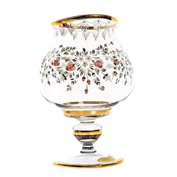 R. Kirchmair Glas mit Goldrand und Blumenmuster  - Bild 1