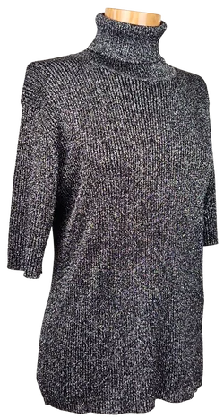 Olsen Damen Rollkragen Shirt, schwarz/silber - Gr. XXL  - Bild 3