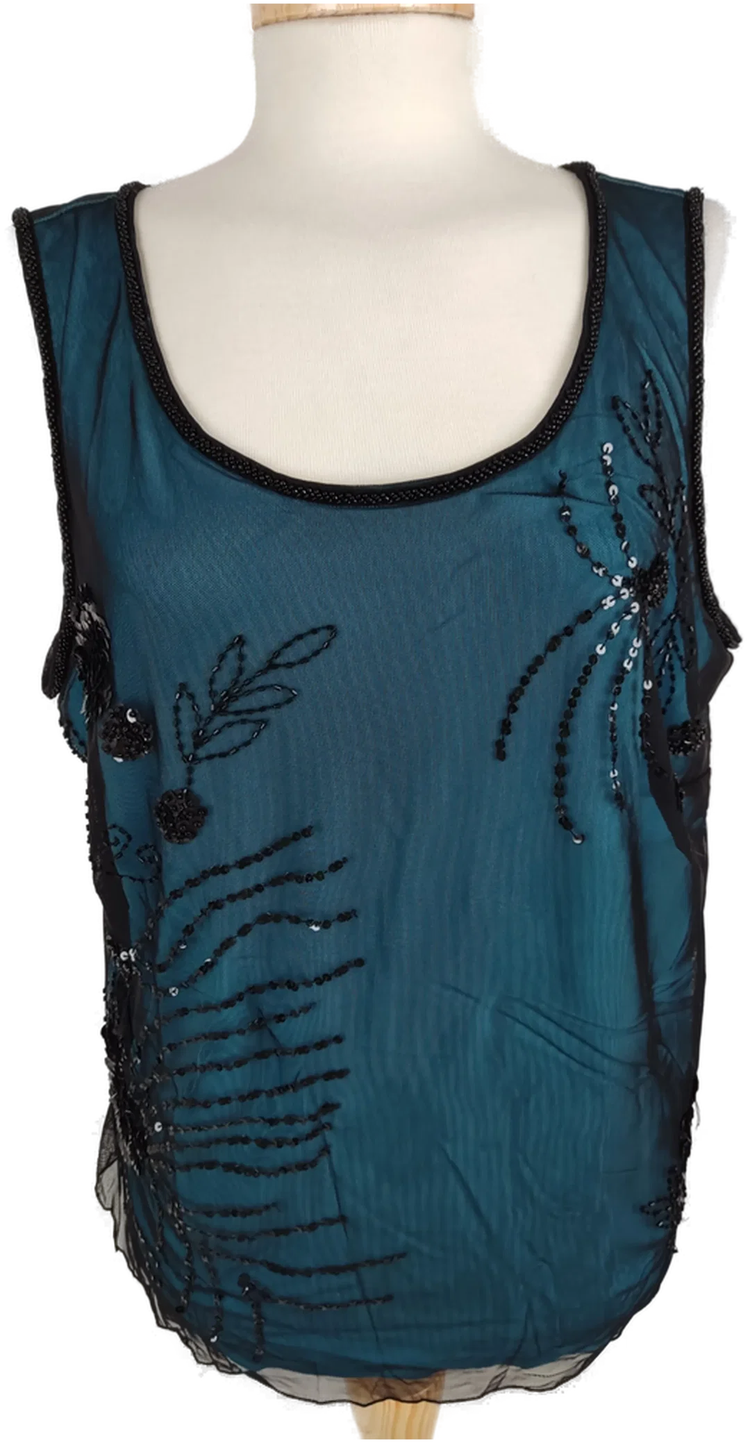 Exklusives Damen Top, Pik Ass, in schwarz/blau mit Pailletten, Gr. 46 - Bild 1