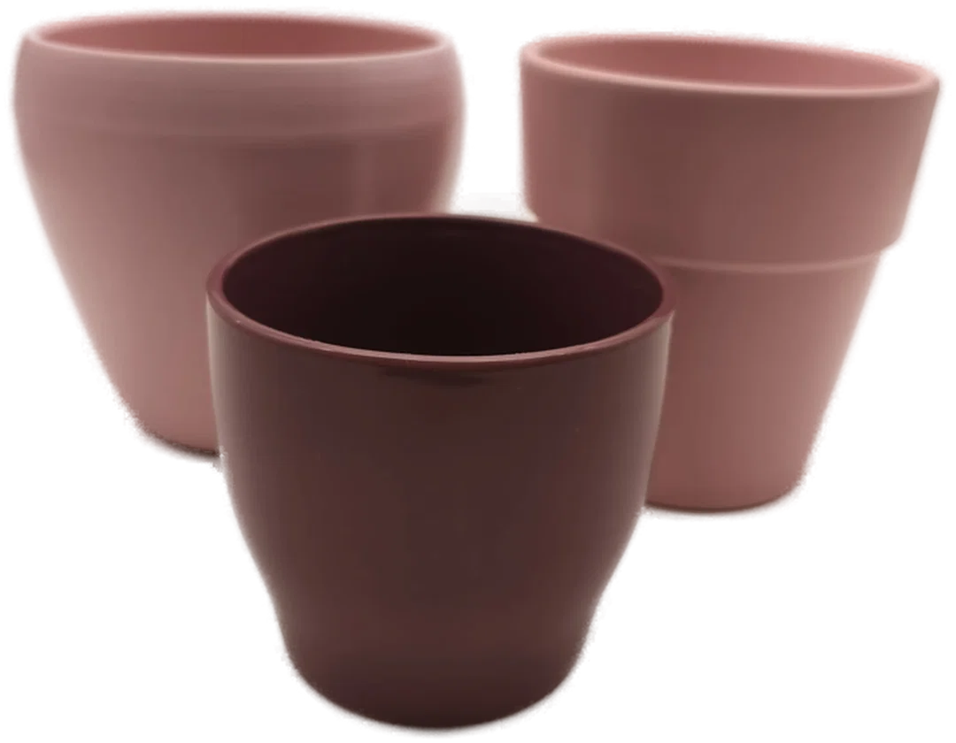 Set rosa/lila, 3 Übertöpfe Keramik - Bild 4