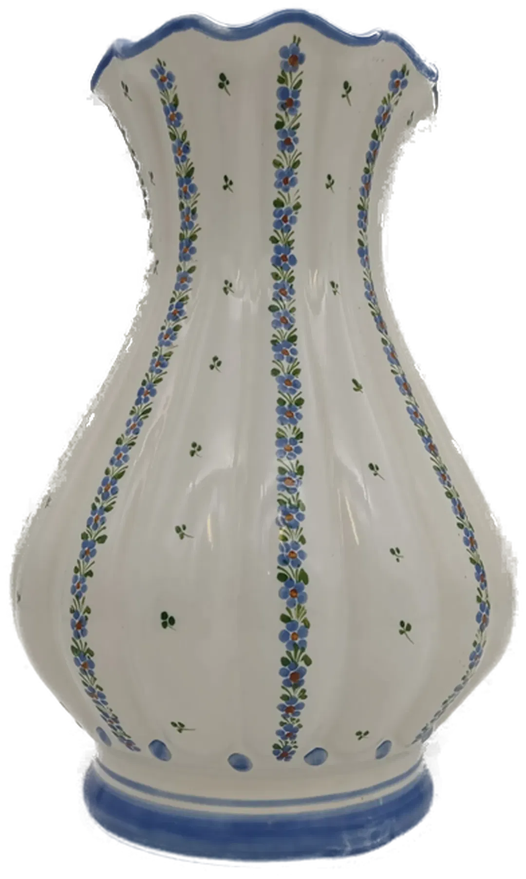 Vintage Gmundner Keramik Vas, Blumendekor 