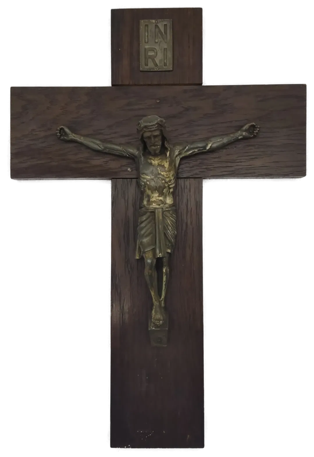 Holzkreuz mit Metallfigur Kruzifix - Bild 1