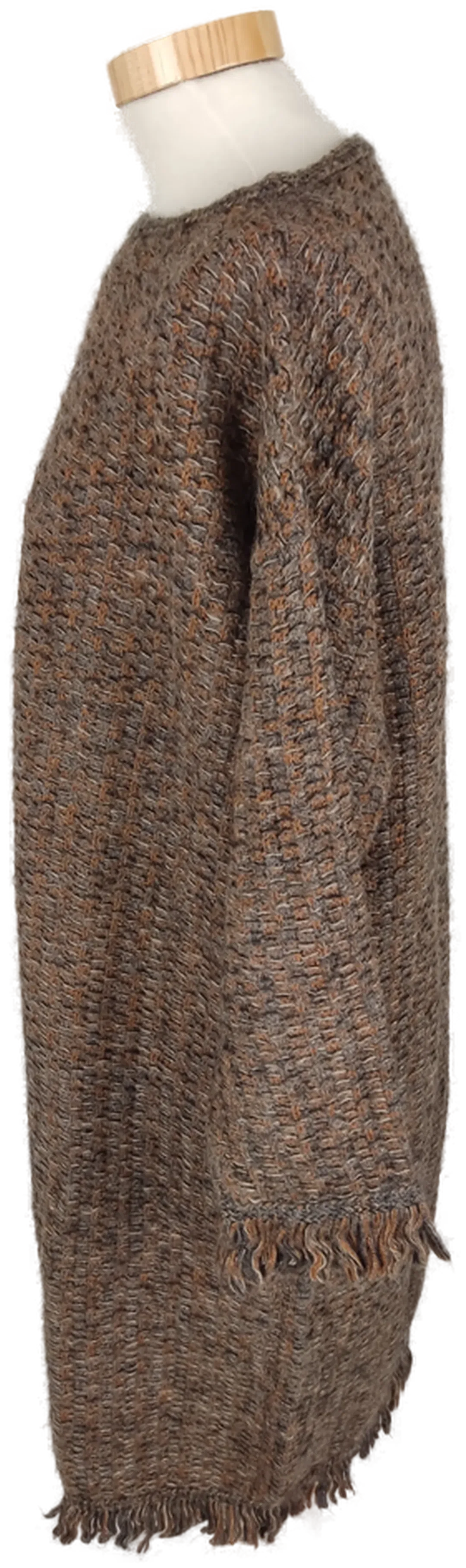 Strickkleid dreiviertelarm mit Rundhalsausschnitt, braun/schwarz meliert mit Taschen, Größe 38 (geschätzt) – Bild 2