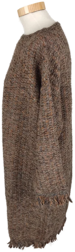 Strickkleid dreiviertelarm mit Rundhalsausschnitt, braun/schwarz meliert mit Taschen, Größe 38 (geschätzt) - Bild 2