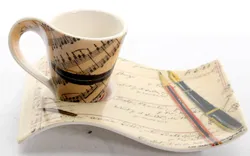 Villeroy & Boch Espresso-/Mokkatasse mit Untertasse – Musik & Noten Design – Porzellan - Bild 1