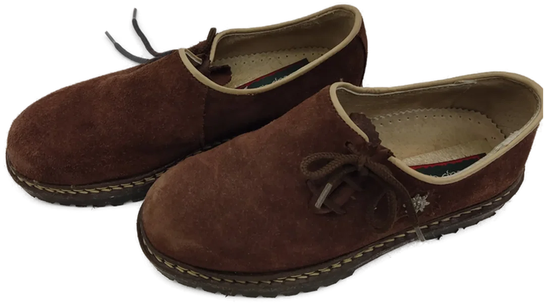 Trachtenschuhe "Griaß di", dunkelbraun mit Edelweiß, Größe 35 (geschätzt) – Bild 2