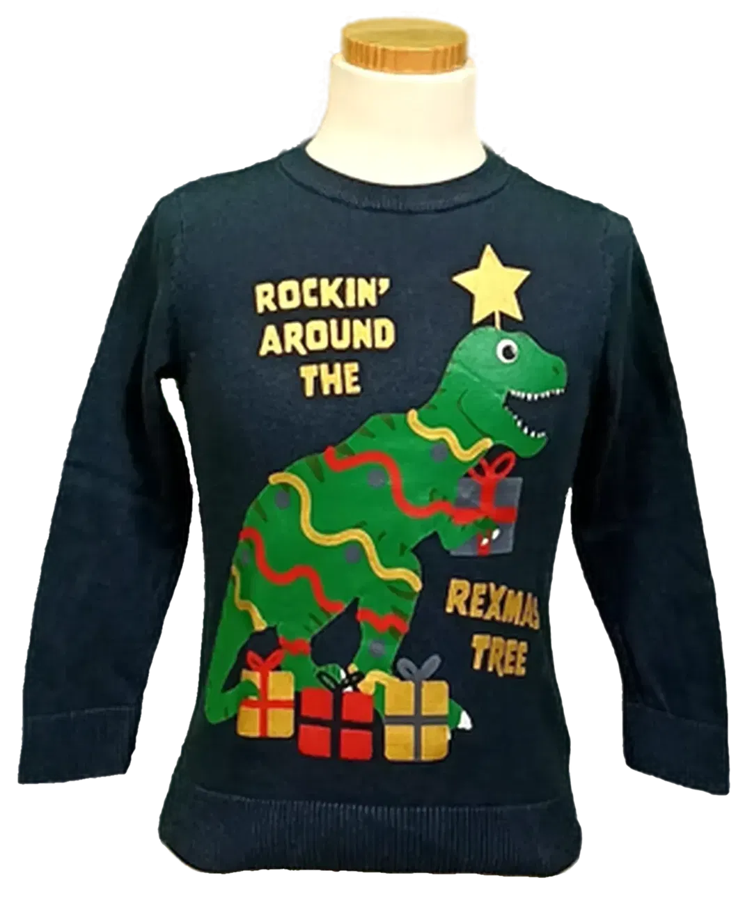 H&M Kinder Weihnachtspullover dunkelblau gemustert Gr. EUR 110/116 - Bild 4