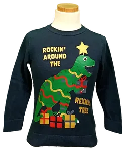 H&M Kinder Weihnachtspullover dunkelblau gemustert Gr. EUR 110/116 - Bild 1