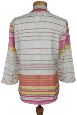 Collection L Damen Bluse rosa/gelb/orange/weiß gestreift - M/38 - Bild 2