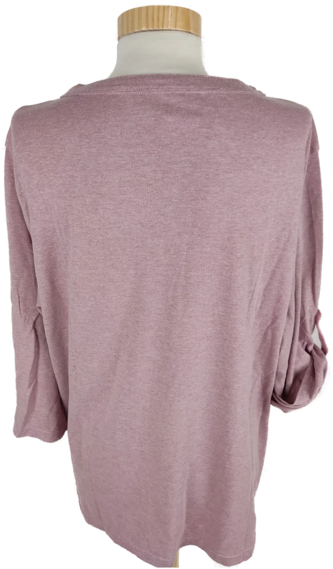 T-Shirt, dreiviertelarm mit Rundhalsausschnitt und Zipp, altrosa meliert, Größe 48 – Bild 7
