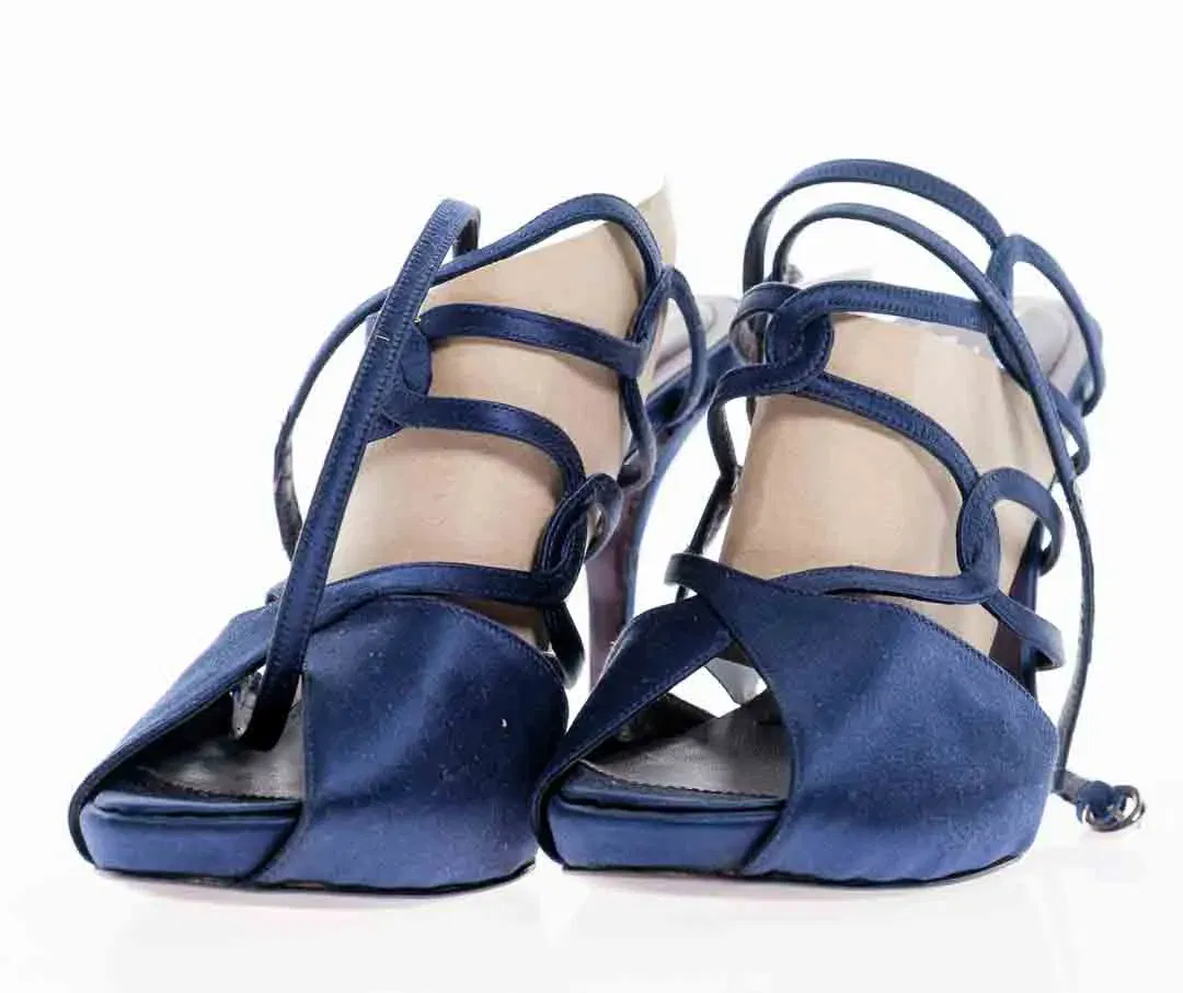 RODO High Heels – Satin Pumps in Dunkelblau – Größe 39 – Made in Italy - Bild 1