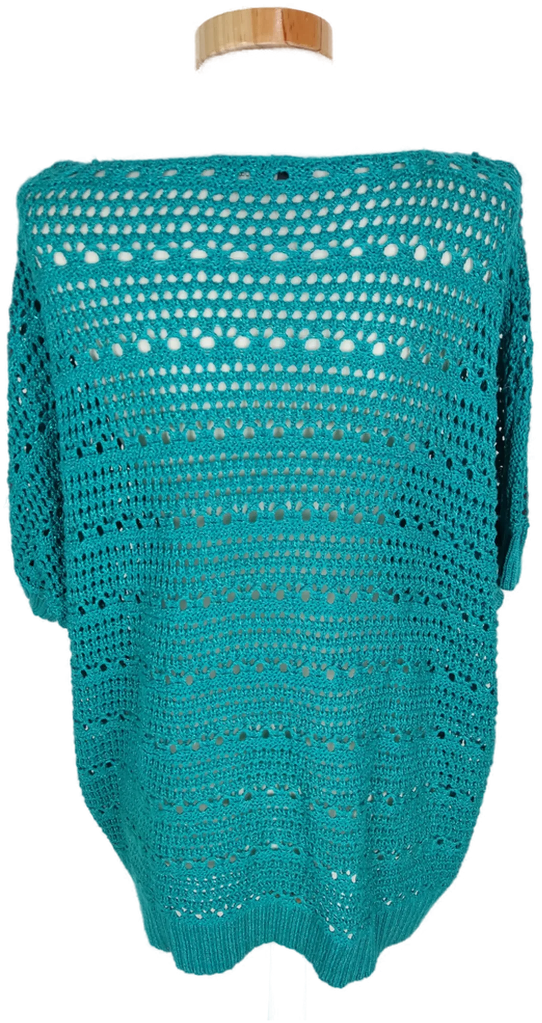 Pullover "Yessica", kurzarm mit Rundhalsausschnitt, grün, gestrickt, Größe XL – Bild 4