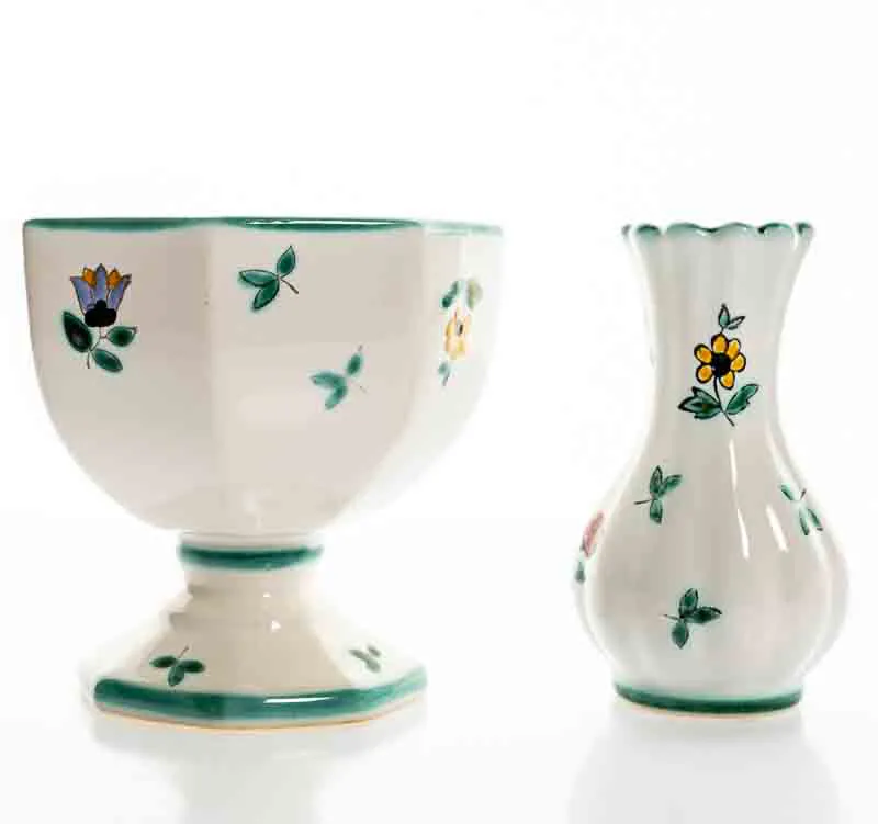 Gmundner Keramik Konvolut "Blumendekor" Schale, Kelch und Vase – Bild 5