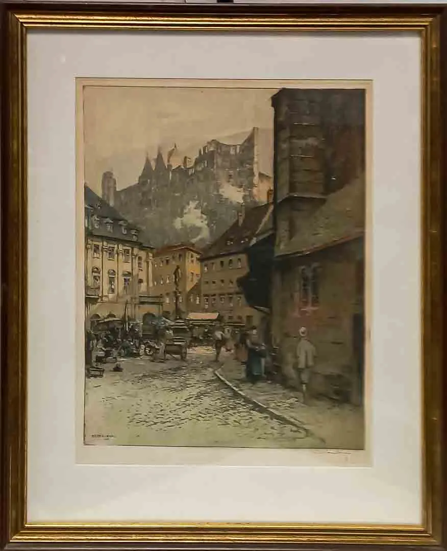 Lukas Eidenberger – Heidelberg mit Schloss, signierte Grafik - Bild 1