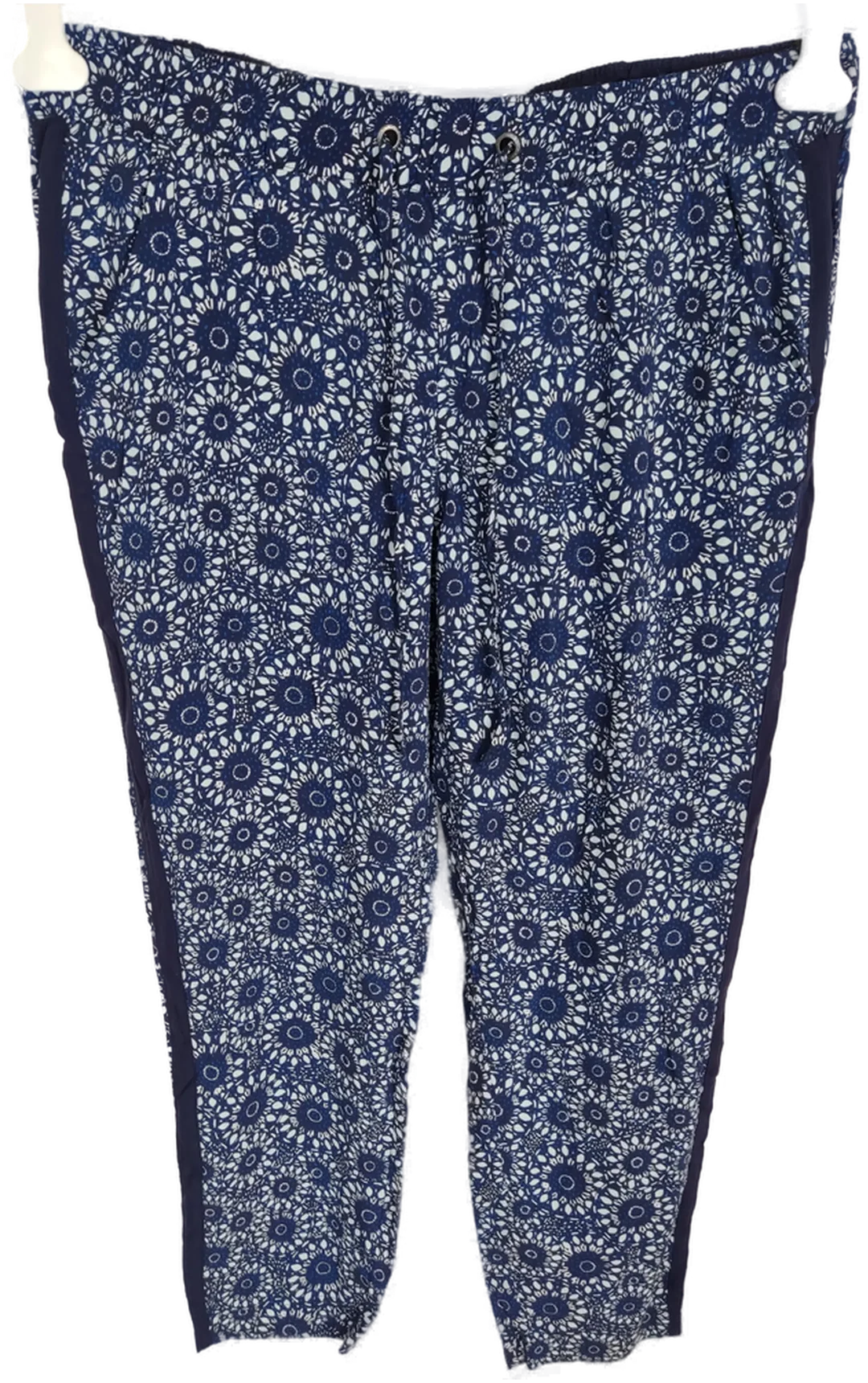 Hose, lang mit Gummizugbund, blau/weiß gemustert, Größe XL - Bild 1