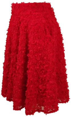 ORSAY Damen Tellerrock mit Blümchenspitze, Reißverschluss und Seitentaschen, Rot, Gr. 40 - Bild 3
