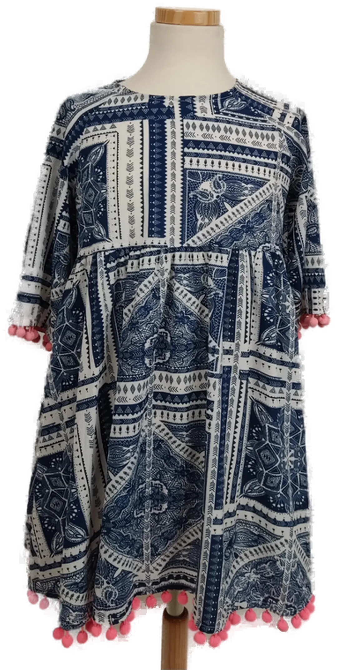 Shein Kinder Kleid weiß/blau Gr. 140 - Bild 1