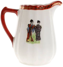 Japanisches Porzellan-Teeset mit Geisha-Dekor – 4-teilig, handbemalt, rot-gold - Bild 6