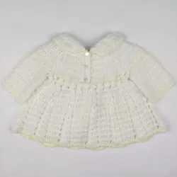 Vintage Babykleid handgehäkelt - Weiß/Gelb - Bild 2