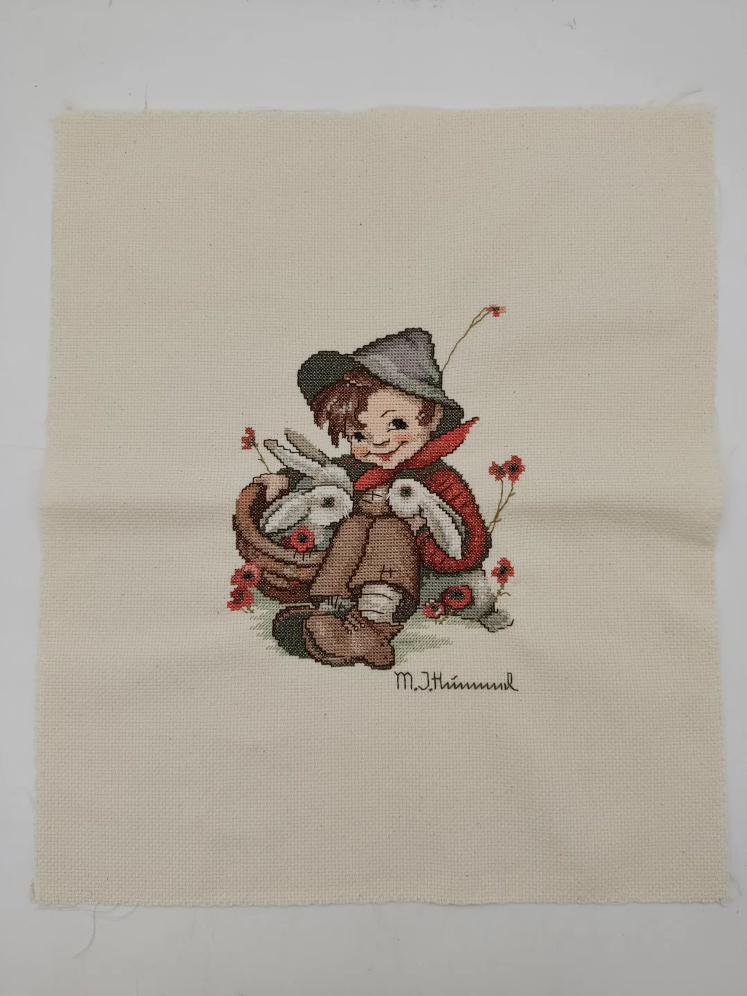 M. J. Hummel-Kreuzstich-Bild: Junge mit Hasen – Bild 2