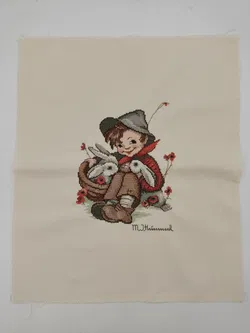 M. J. Hummel-Kreuzstich-Bild: Junge mit Hasen - Bild 2