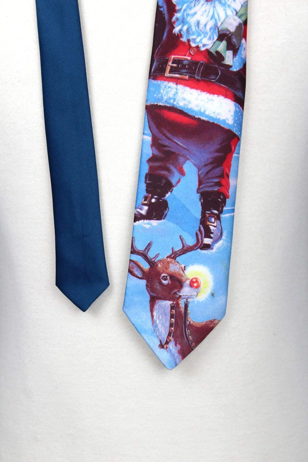 Vintage Ralph Marlin Weihnachts-Krawatte "Roof Top" 1990, Santa & Rudolph – Bild 2