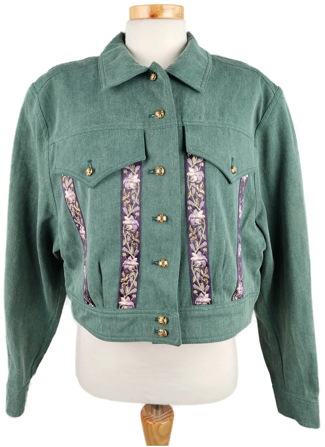 Vintage Jeansjacke grün - XL/42 - Bild 1