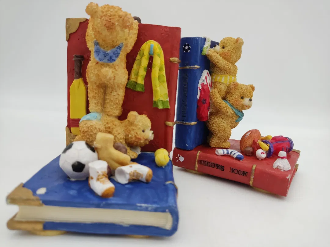 Vintage Büchstützen mit Teddybären  - Bild 1