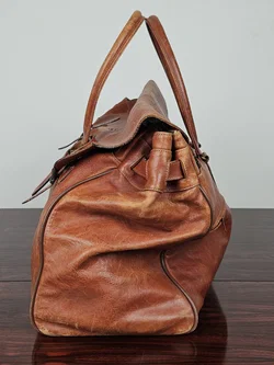Texier Vintage Leder Reisetasche, braun  - Bild 4