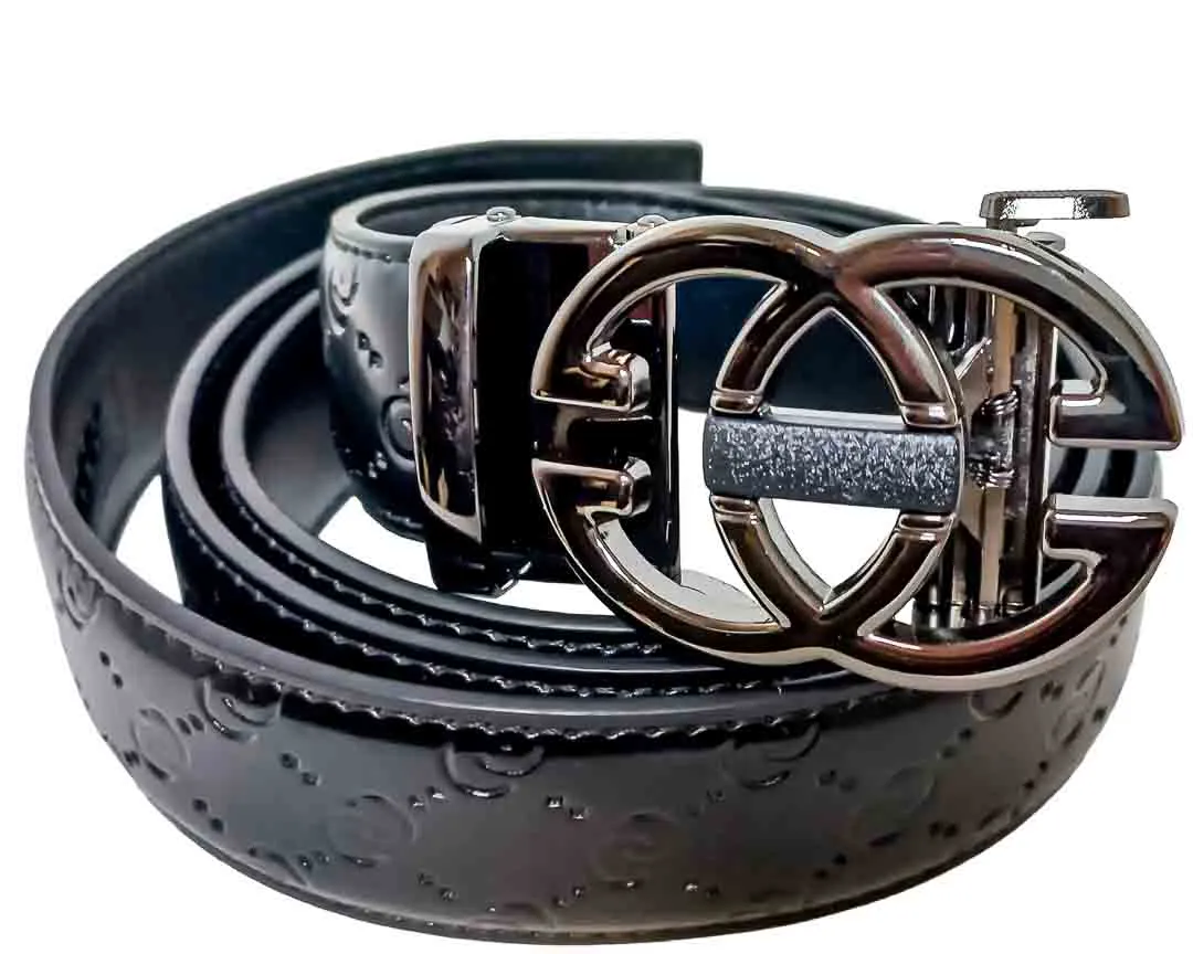 Schwarz Ledergürtlel mit markanter Schnalle ca 130 cm - Bild 1