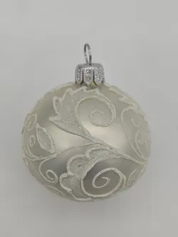 12 Stk. weiße Weihnachtskugeln (mundgeblasen + handbemalt) - Bild 1