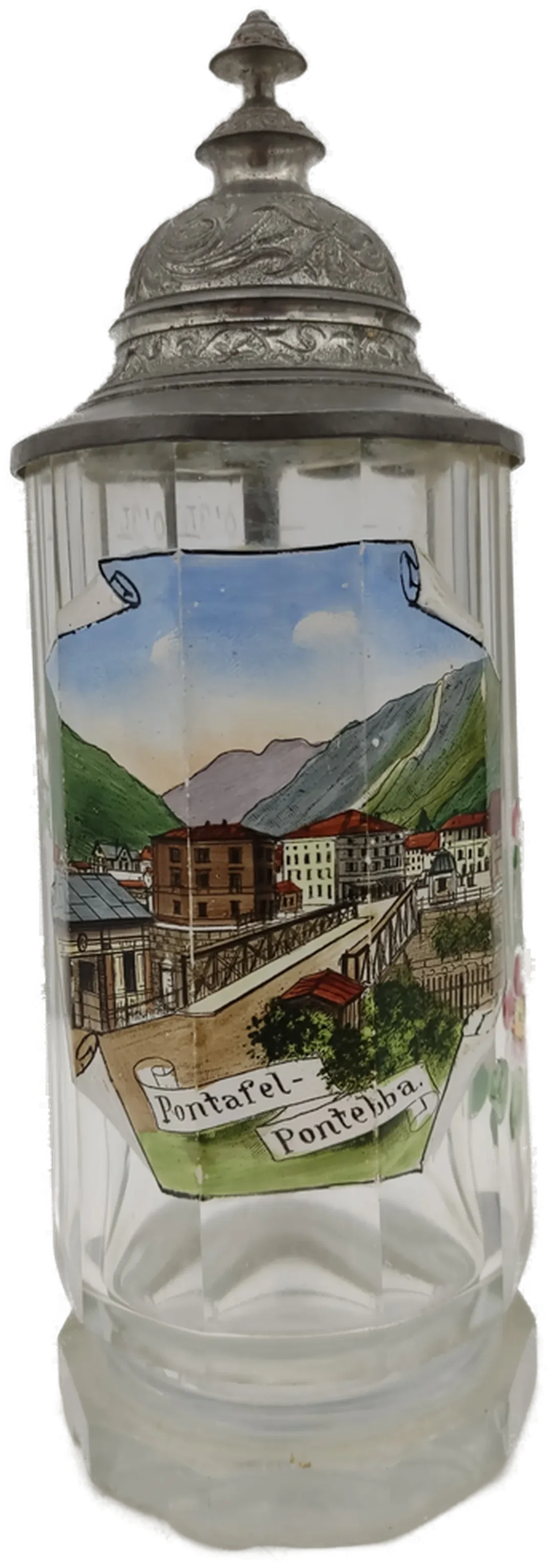 Glas-Bierkrug Pontafel-Pontebba Mit Zinndeckel 0,3 L | Historisches Sammlerstück - Bild 1