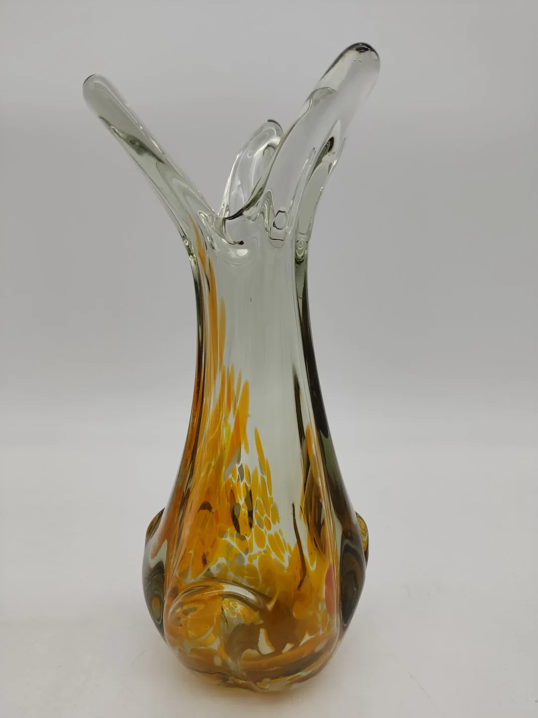 Kleine Tischvase im Murano-Stil - orange/weiss/transparent – Bild 3