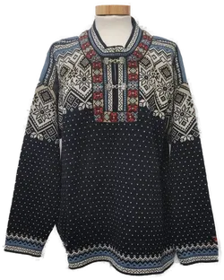 Skjaeveland Herrenpullover aus purer Wolle in blau, Größe M mit Originaletikett - Bild 1