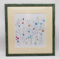 Leiner Blumen-Bild Wasserfarbe - 51x49cm Rahmen - Bild 1