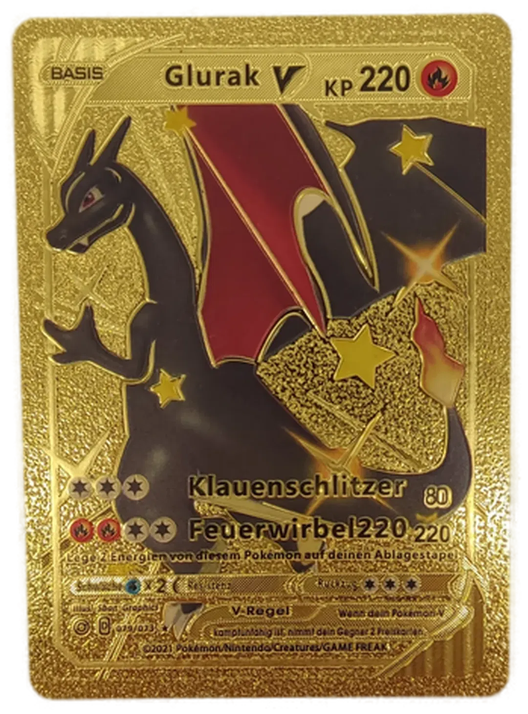 Pokémon Sammelkarte Goldfolie Basis Glurak V - Bild 1