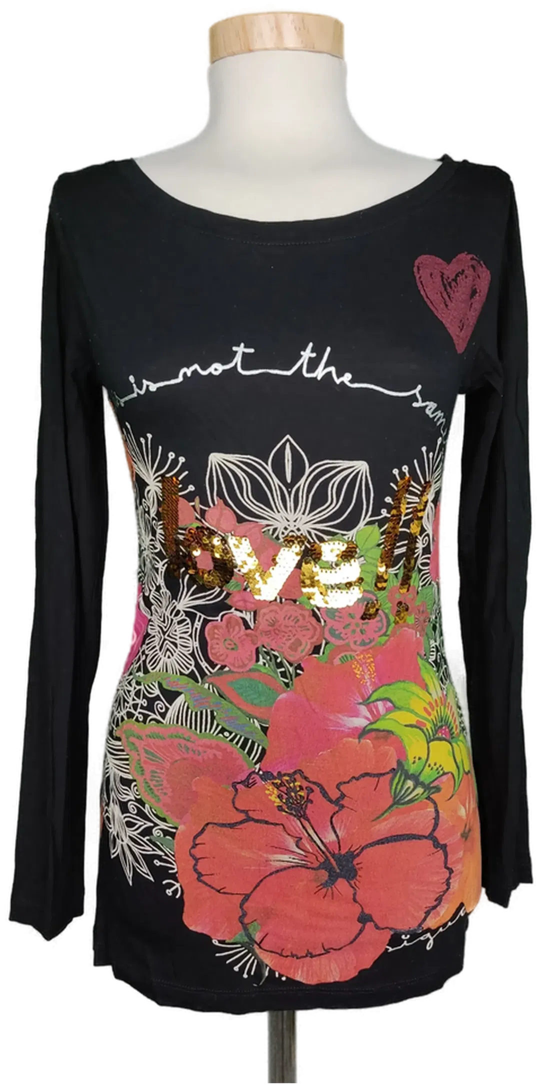 Desigual Damen Shirt schwarz bedruckt - S/36 - Bild 1