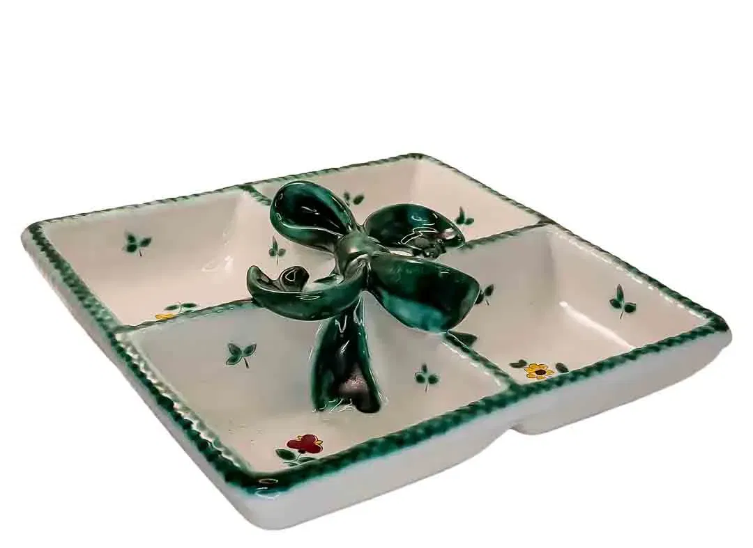 Gmundner Keramik Menageteller 4-geteilt Streublume mit Schleife 19,2cm - Bild 1