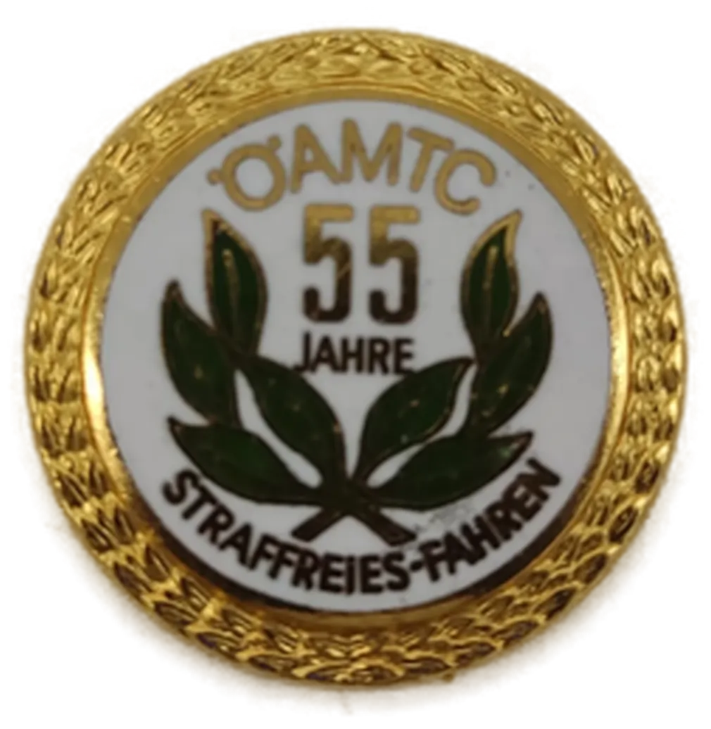 Goldener ÖAMTC Orden 55 JAHRE STRAFFREIES FAHREN - Abzeichen, Ø 2 cm - Bild 2