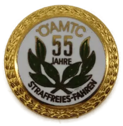 Goldener ÖAMTC Orden 55 JAHRE STRAFFREIES FAHREN - Abzeichen, Ø 2 cm - Bild 1