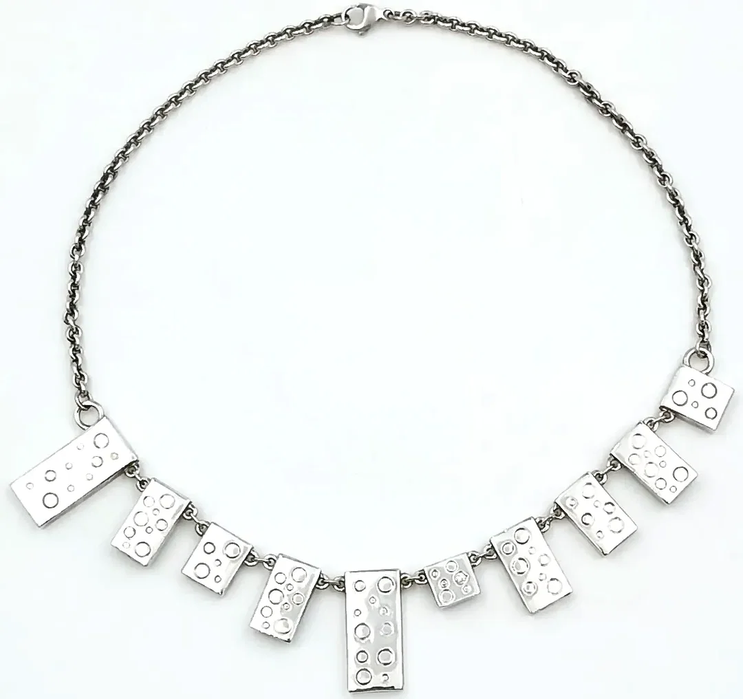 Swarovski Collier – Geometric Art Deco Style mintgrün/beige (Rochenleder-Optik) – Bild 2