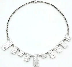 Swarovski Collier – Geometric Art Deco Style mintgrün/beige (Rochenleder-Optik) – Vorschau 2