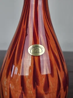 Glashütte Schwanenstadt Dekovase - orange/rot marmoriert - Höhe 28,5 cm – Vorschau 3