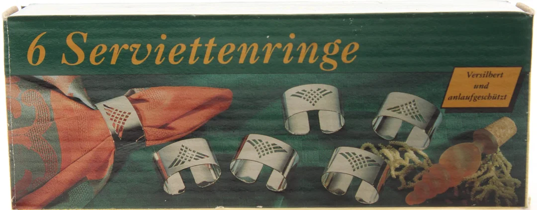 6 Serviettenringe – versilbert & anlaufschutz – Topshop – klassisch, Vintage OVP – Bild 2