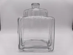 Großes Bonbonglas, Vorratsglas mit Deckel, quadratisch