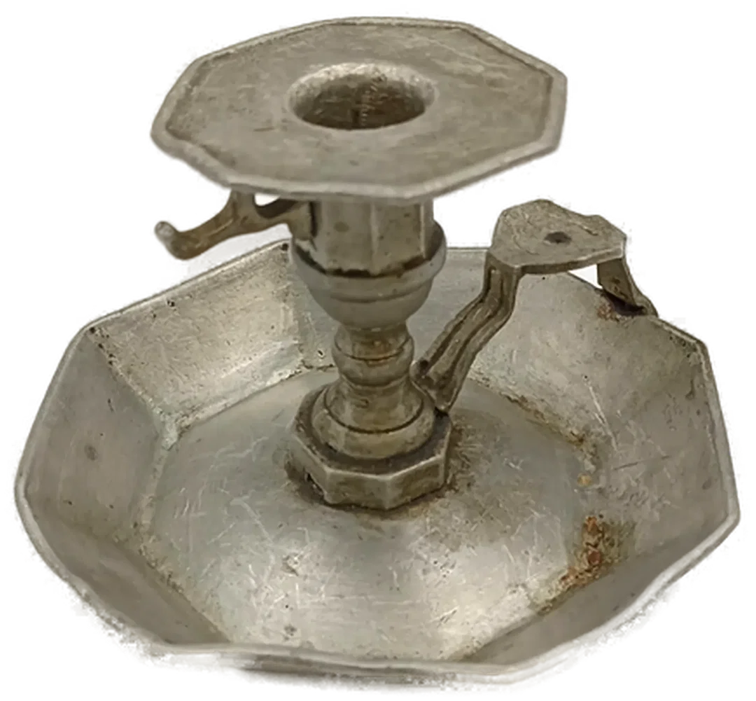 Zinnkerzenständer mit Tragegriff Vintage - Bild 1