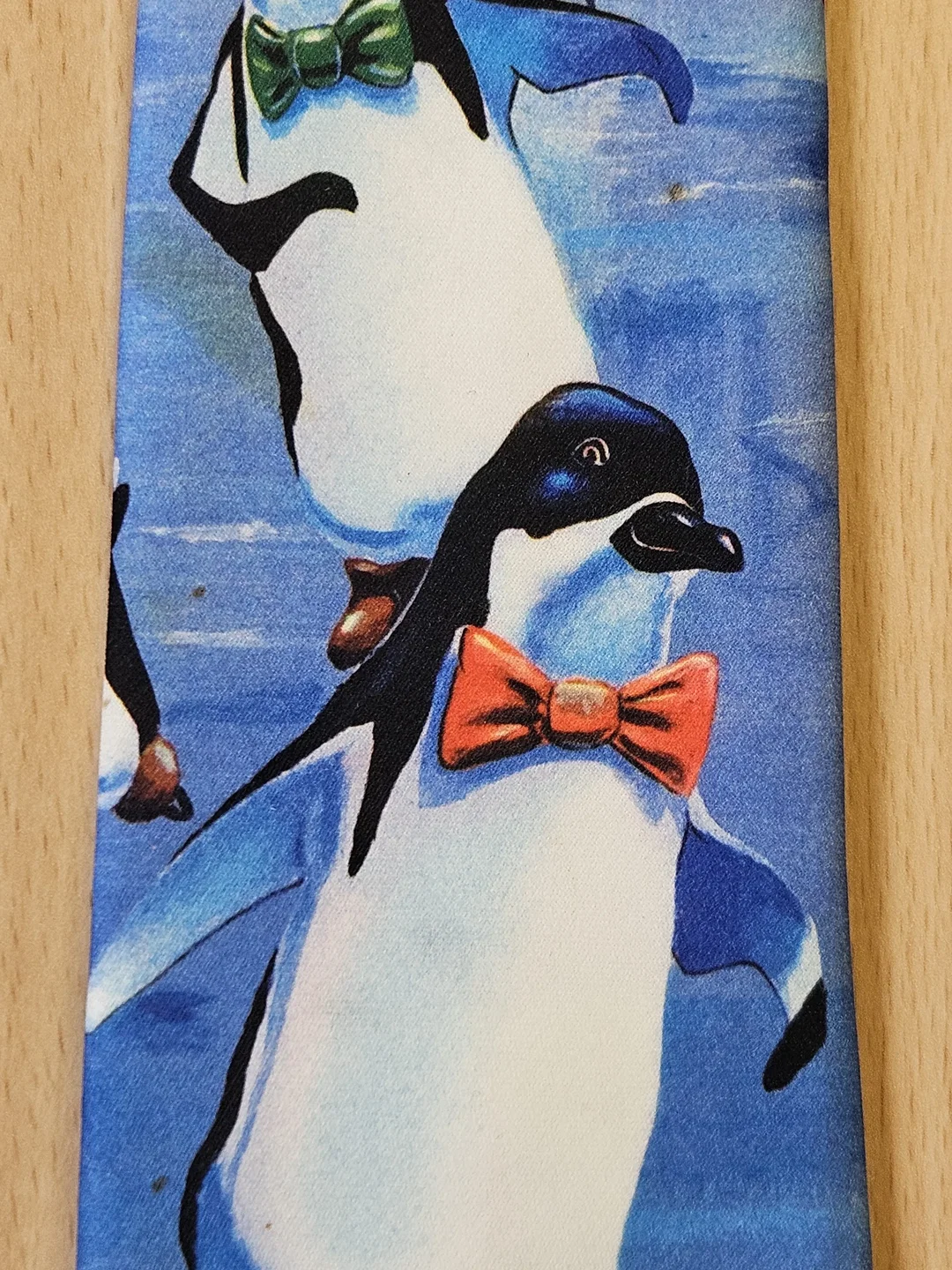 Vintage Ralph Marlin Krawatte "Penguins on Ice" 1990, 90er Pinguin Kult – Bild 5