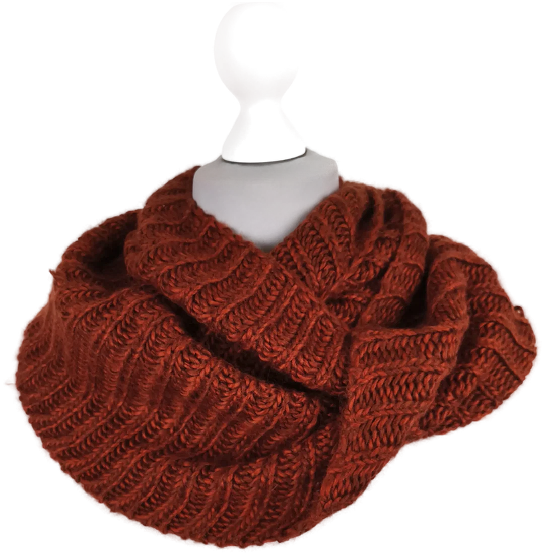 Schlauchschal gestrickt rotbraun Herbst – Bild 2